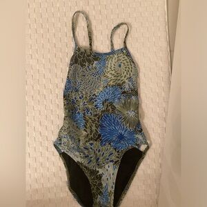 Jolyn Blue and Green Floral Swim Size 26